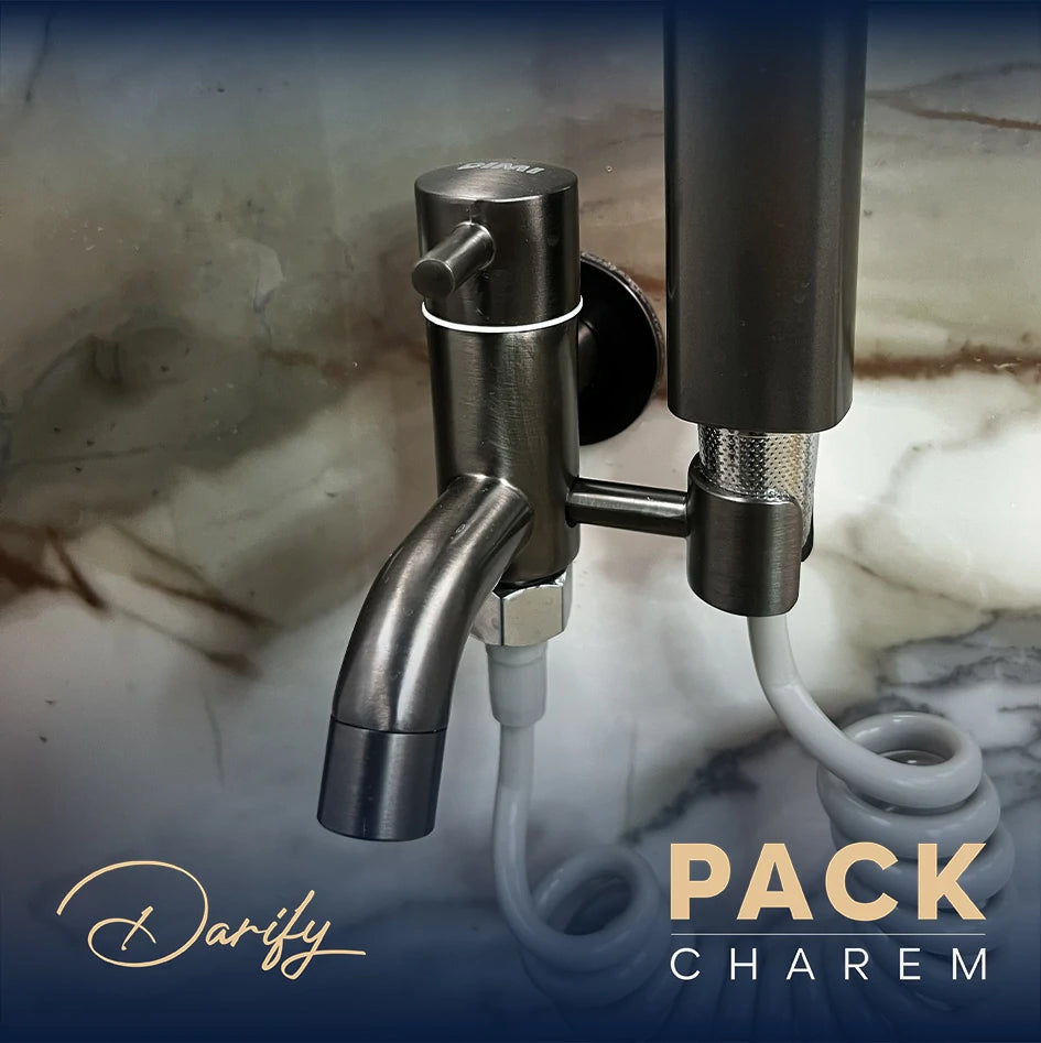 Pack CHAREM gris 4 article salle de bain complete