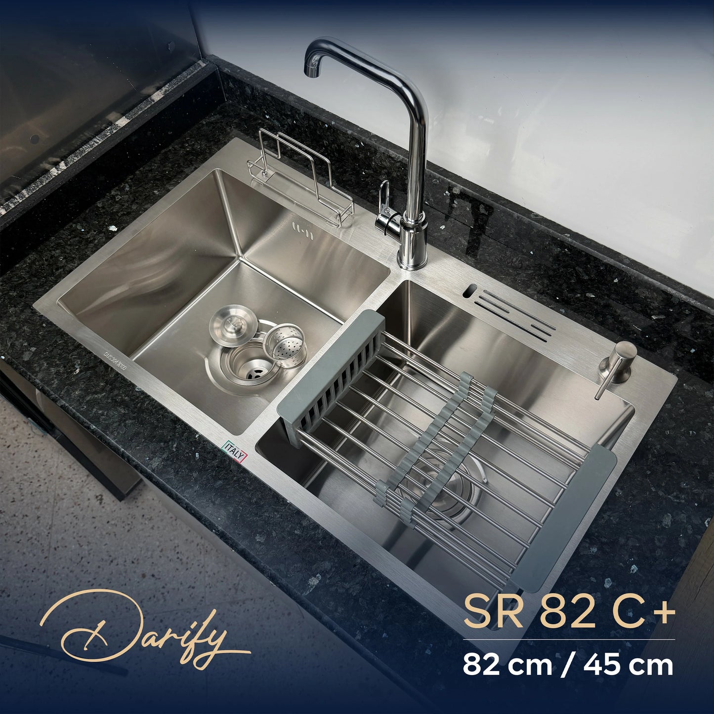 évier cuisine SWISS_INOX SR82N+ (82x45) + Robinet 360