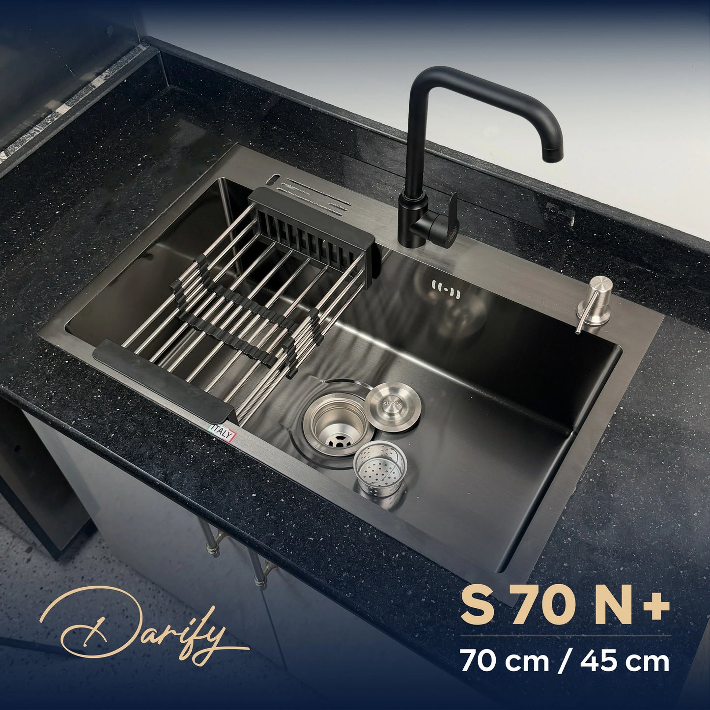 évier cuisine SWISS_INOX S70C+ (70x45) + Robinet 360