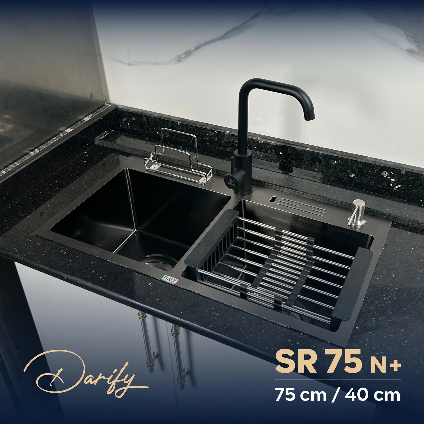 Évier de cuisine SR75C+ de SWISS INOX (75×40 cm) + ROBINET 360