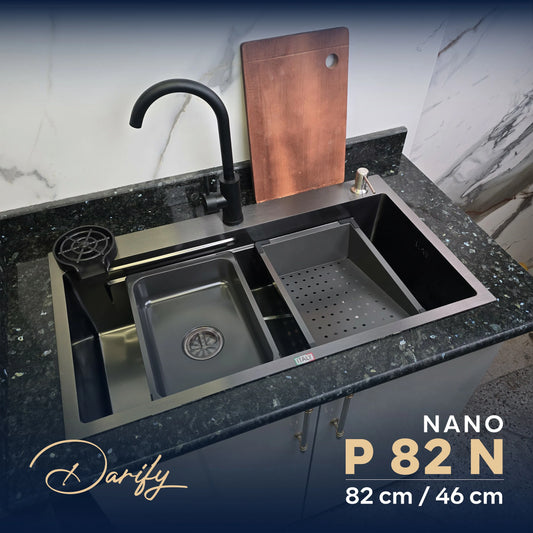 EVIER CUISINE P82 82/46cm INOX 304 + ROBINET 360