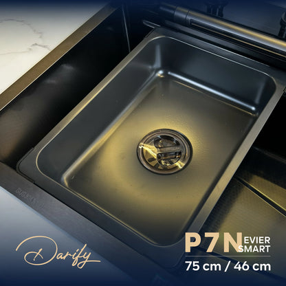 EVIER CUISINE SMART SWISS-INOX PIANO 07 boutons 01 Bac 75/46 P7N