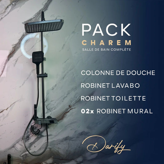 Pack CHAREM gris 4 article salle de bain complete
