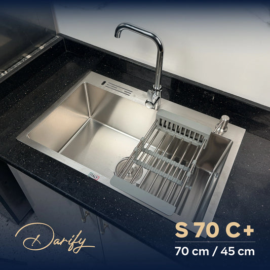 évier cuisine SWISS_INOX  S70C+ (70x45) + Robinet 360