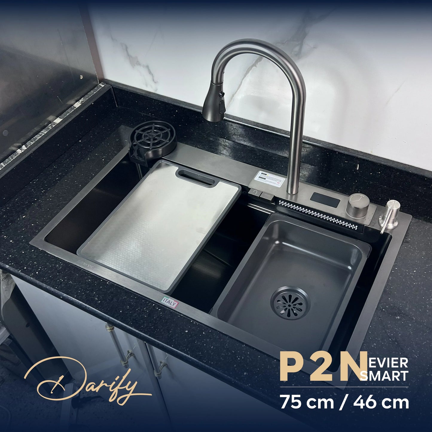EVIER SMART SWISS INOX P2N 2 Boutons (75x45)