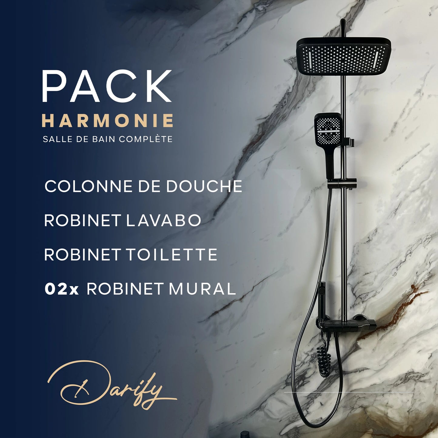 Pack harmonie gris 4 article salle de bain complete