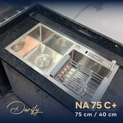 evier cuisine SWISS-INOX NA75C+ double bac 75/40 cm  / NANO + Roibinet 360