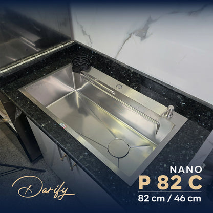 EVIER CUISINE P82 82/46cm INOX 304 + ROBINET 360