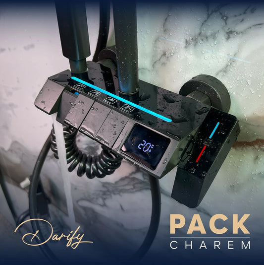 Pack CHAREM gris 4 article salle de bain complete