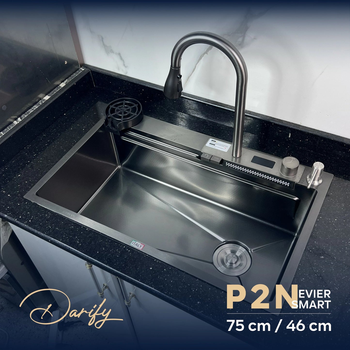 EVIER SMART SWISS INOX P2N 2 Boutons (75x45)