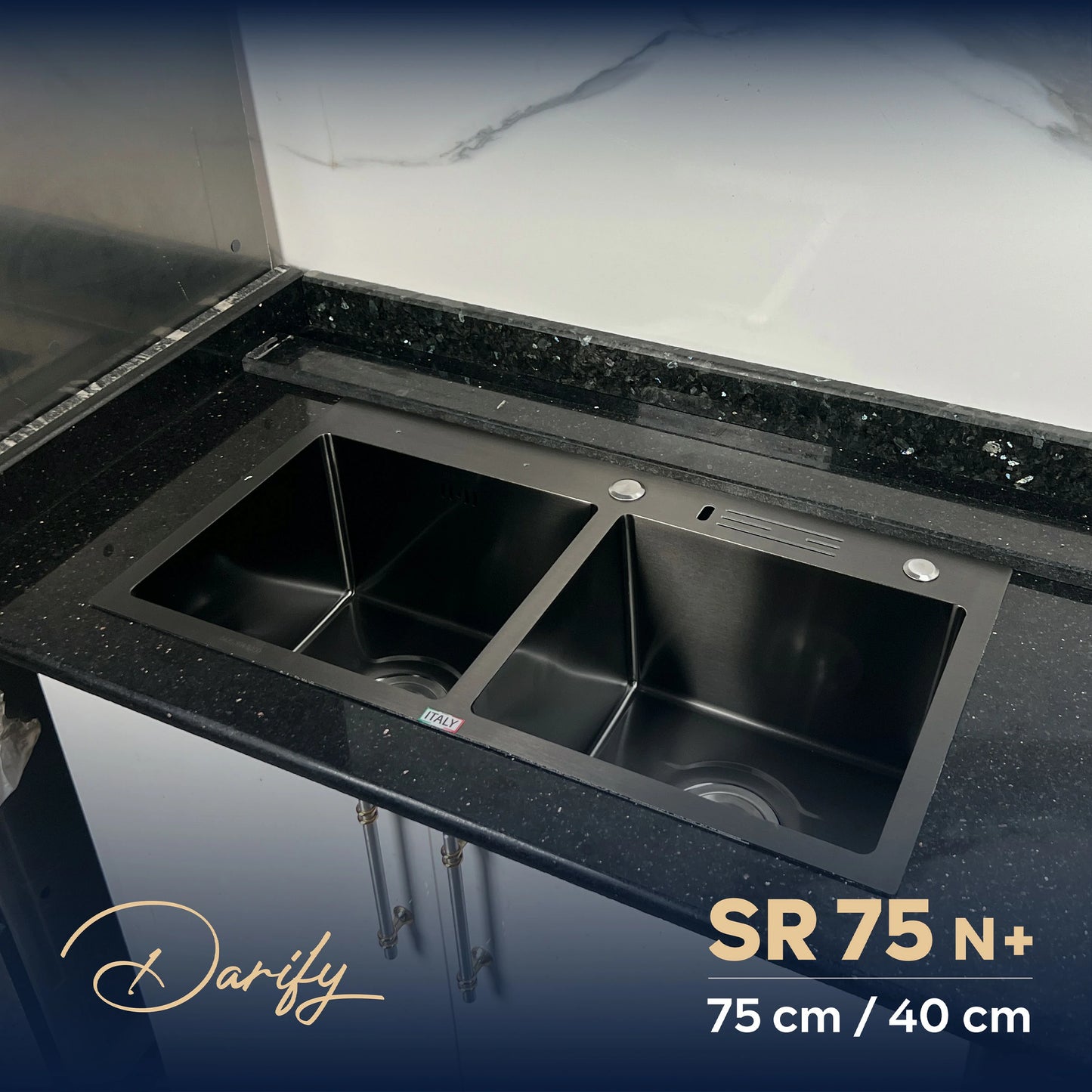 Évier de cuisine SR75N+ de SWISS INOX (82×45cm) + ROBINET 360