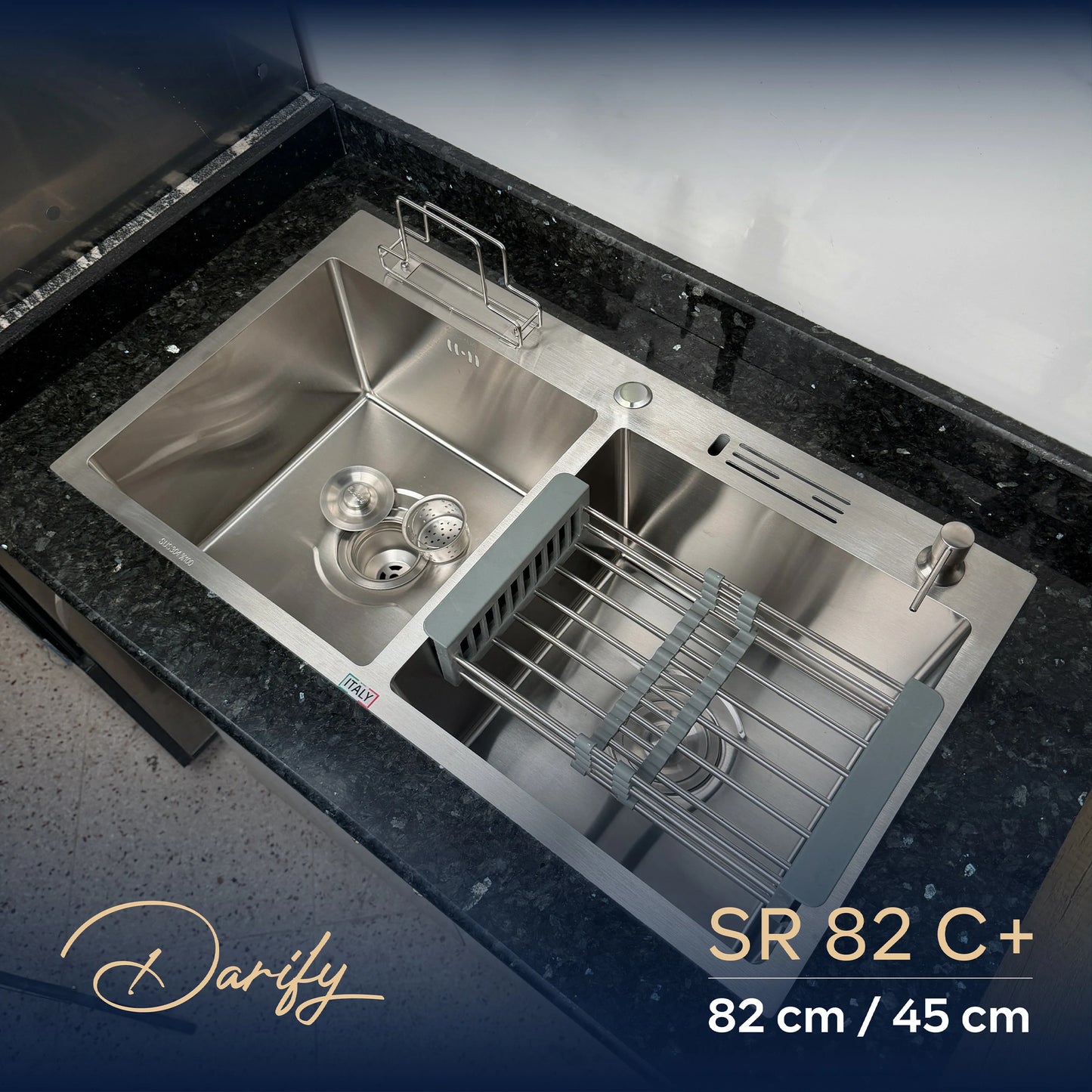 évier cuisine SWISS_INOX  SR82C+ (82x45) + Robinet 360