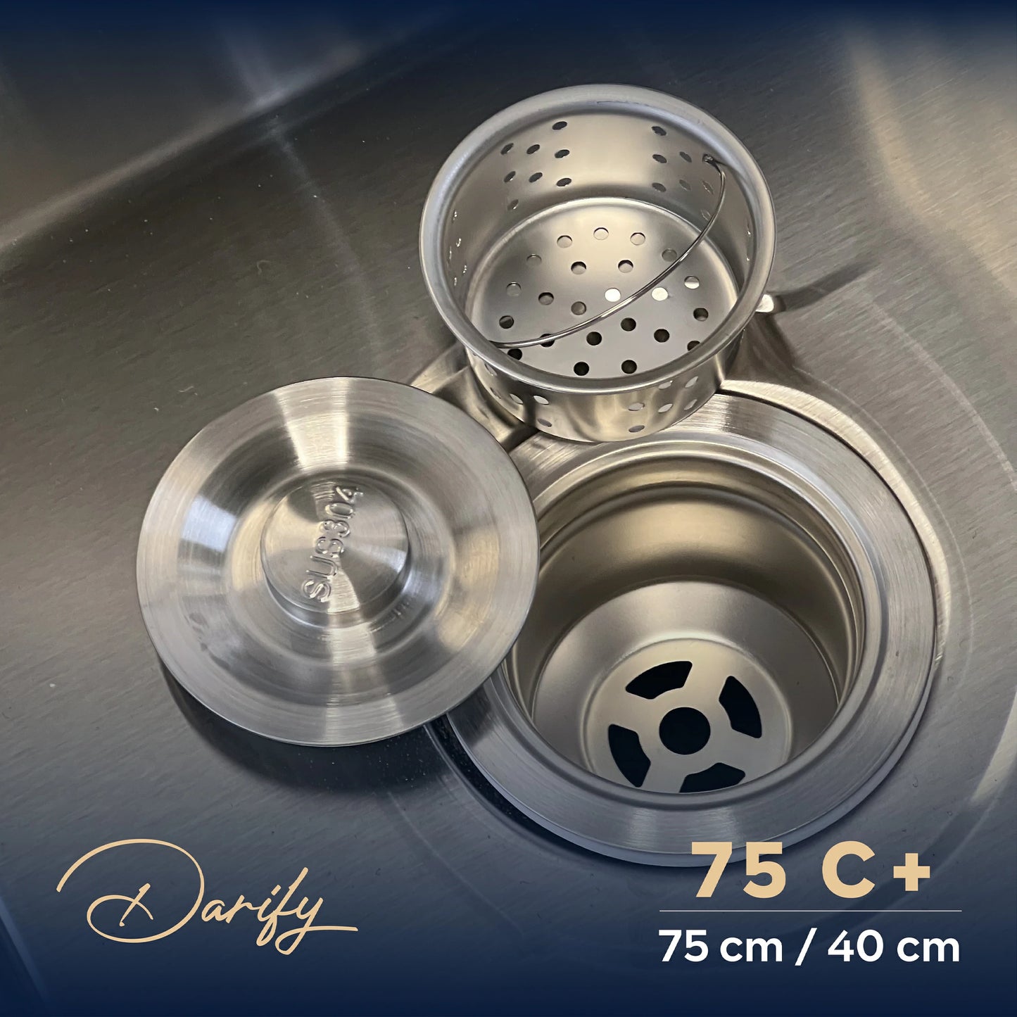 Évier de cuisine 75C+ de SWISS INOX (75×40 cm) + ROBINET 360