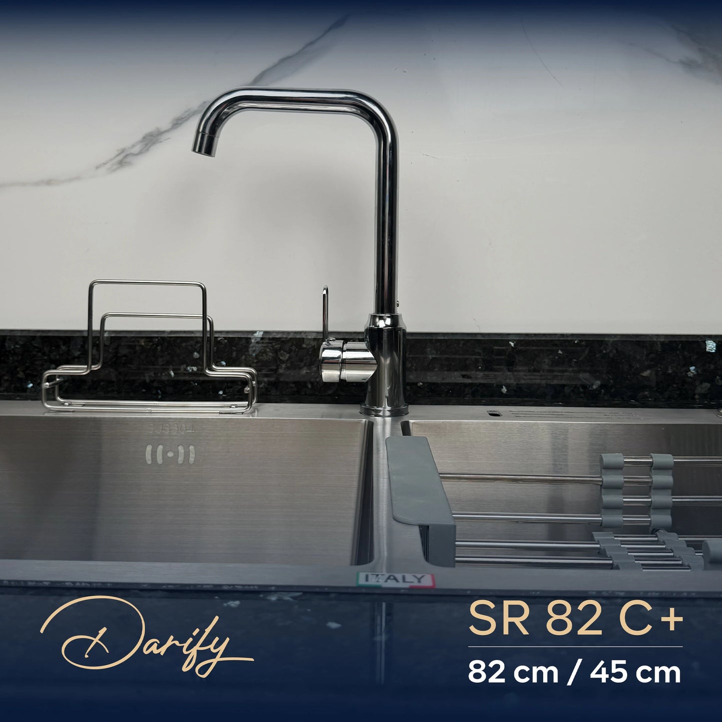 évier cuisine SWISS_INOX  SR82C+ (82x45) + Robinet 360