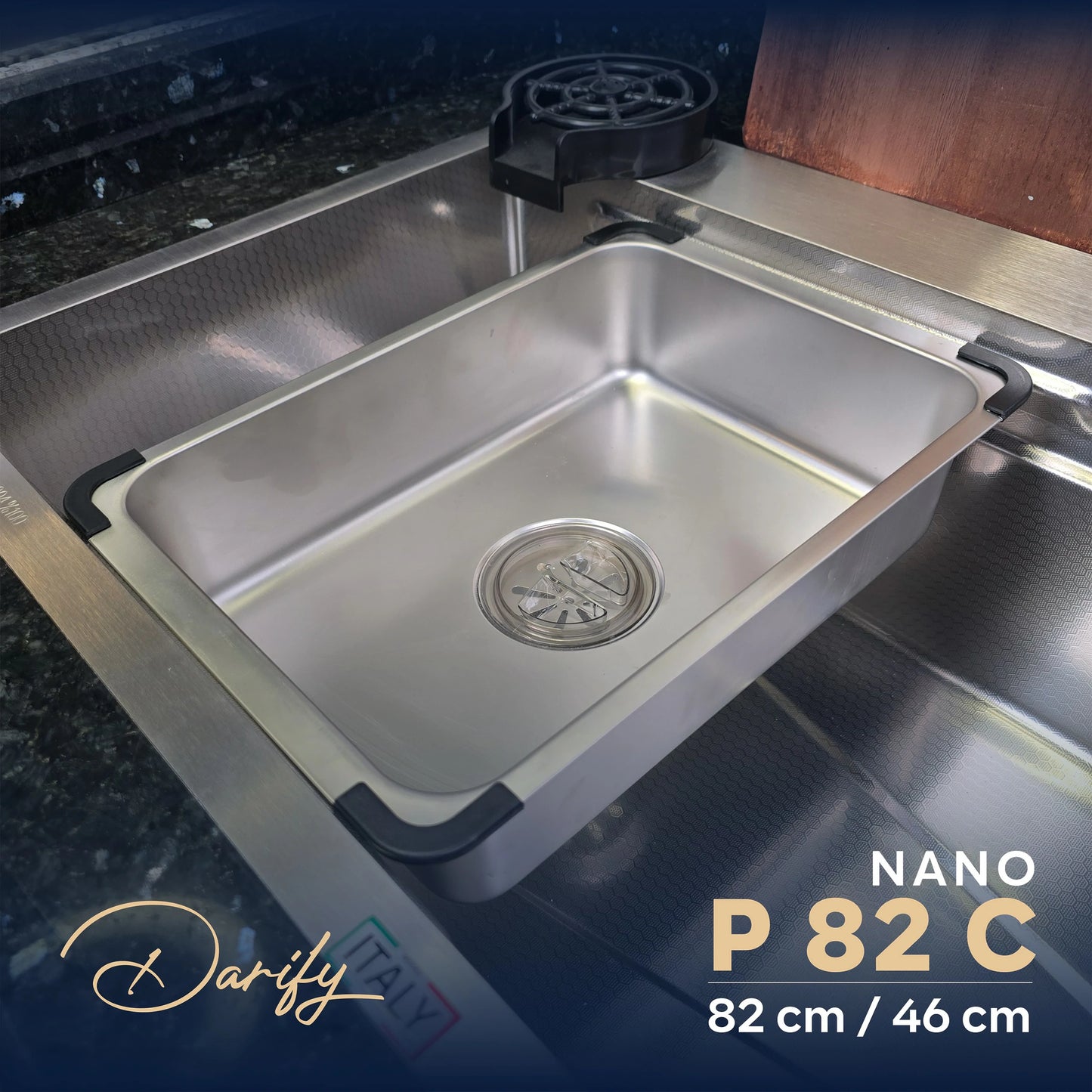 EVIER CUISINE P82 82/46cm INOX 304 + ROBINET 360