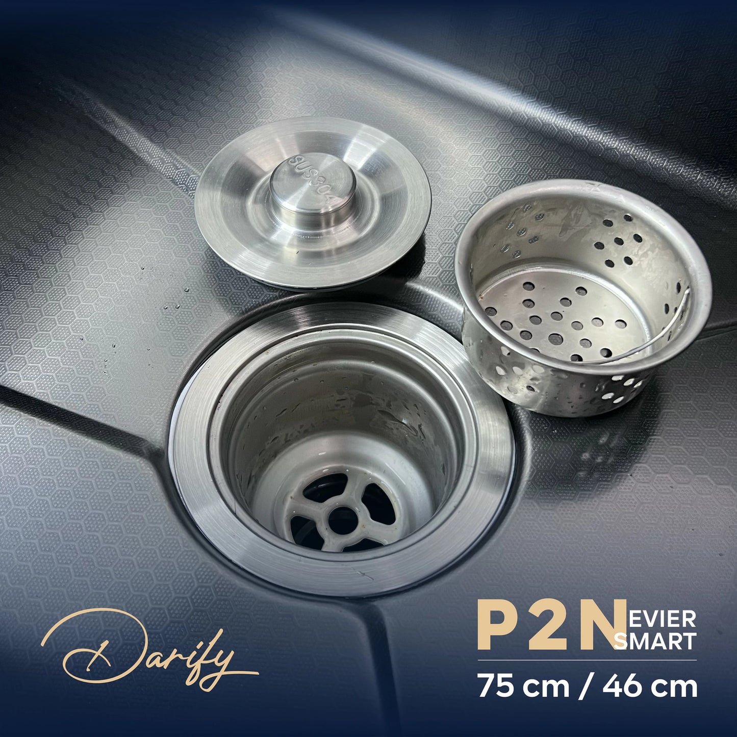 EVIER SMART SWISS INOX P2N 2 Boutons (75x45)