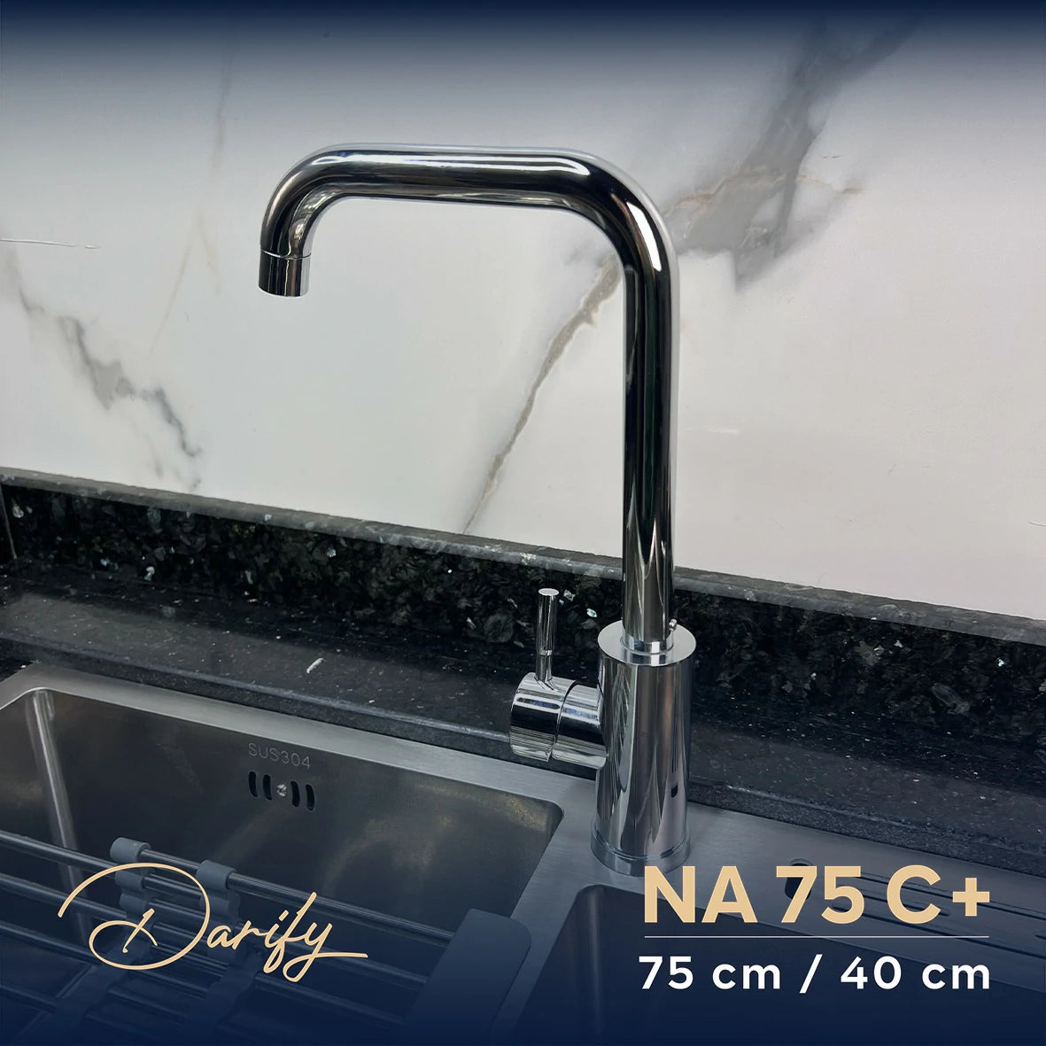 evier cuisine SWISS-INOX NA75C+ double bac 75/40 cm  / NANO + Roibinet 360