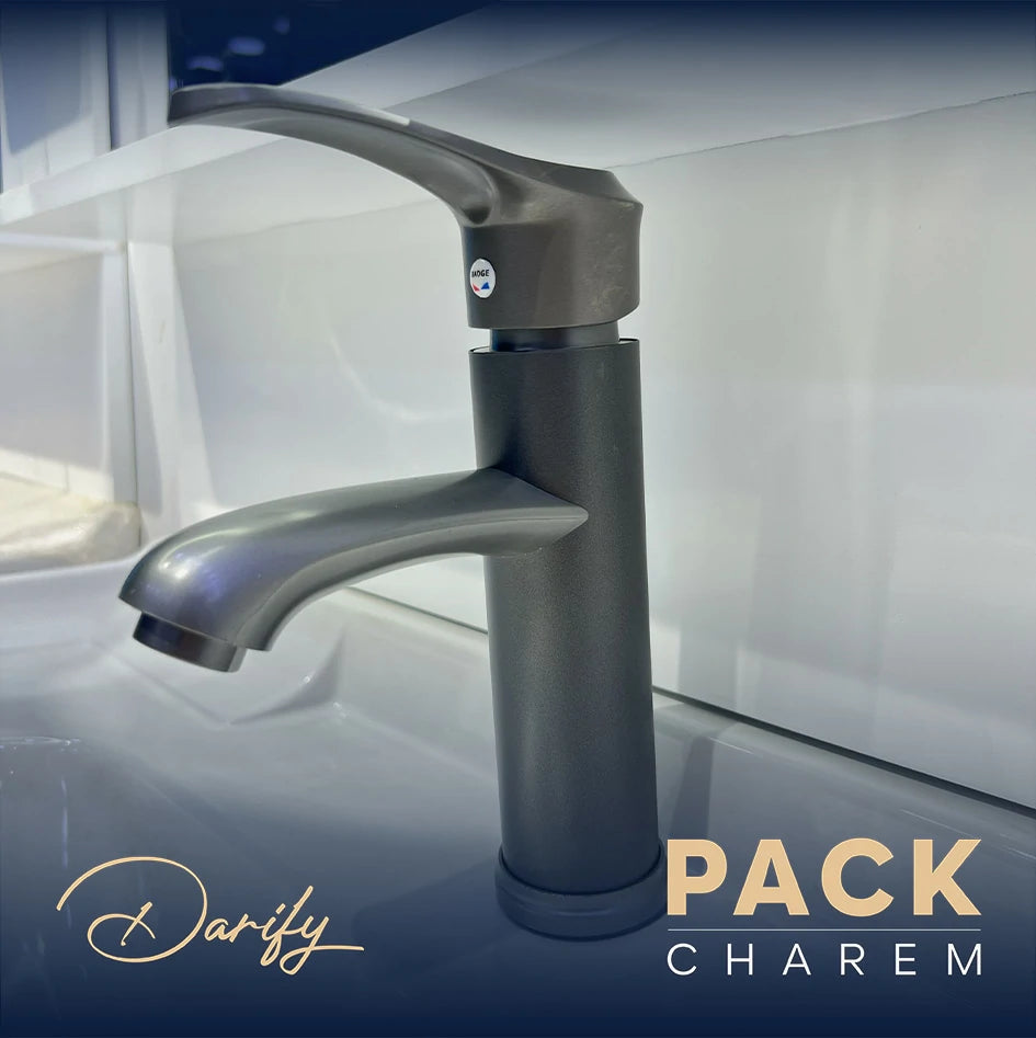 Pack CHAREM gris 4 article salle de bain complete