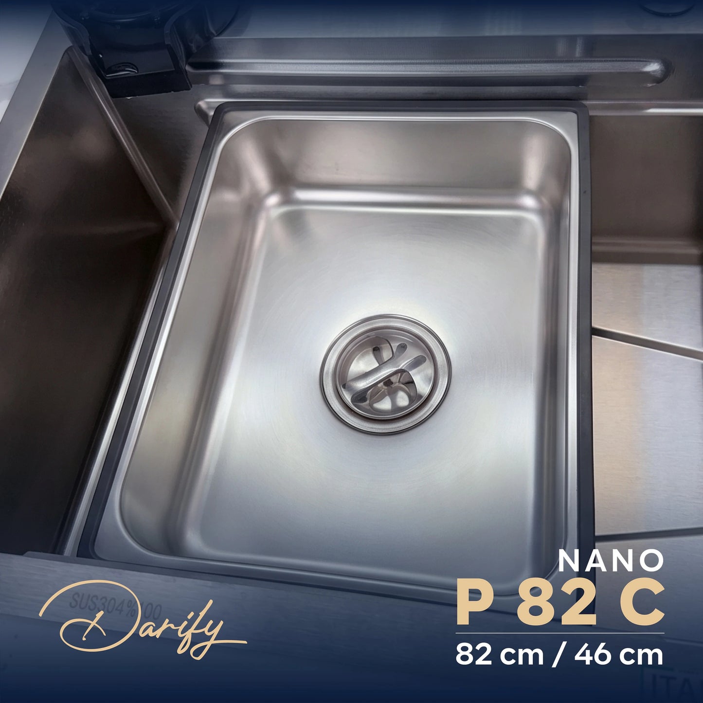 evier cuisine SWISS_INOX P82C 82/46cm INOX 304 + ROBINET