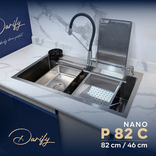 evier cuisine SWISS_INOX P82C 82/46cm INOX 304 + ROBINET