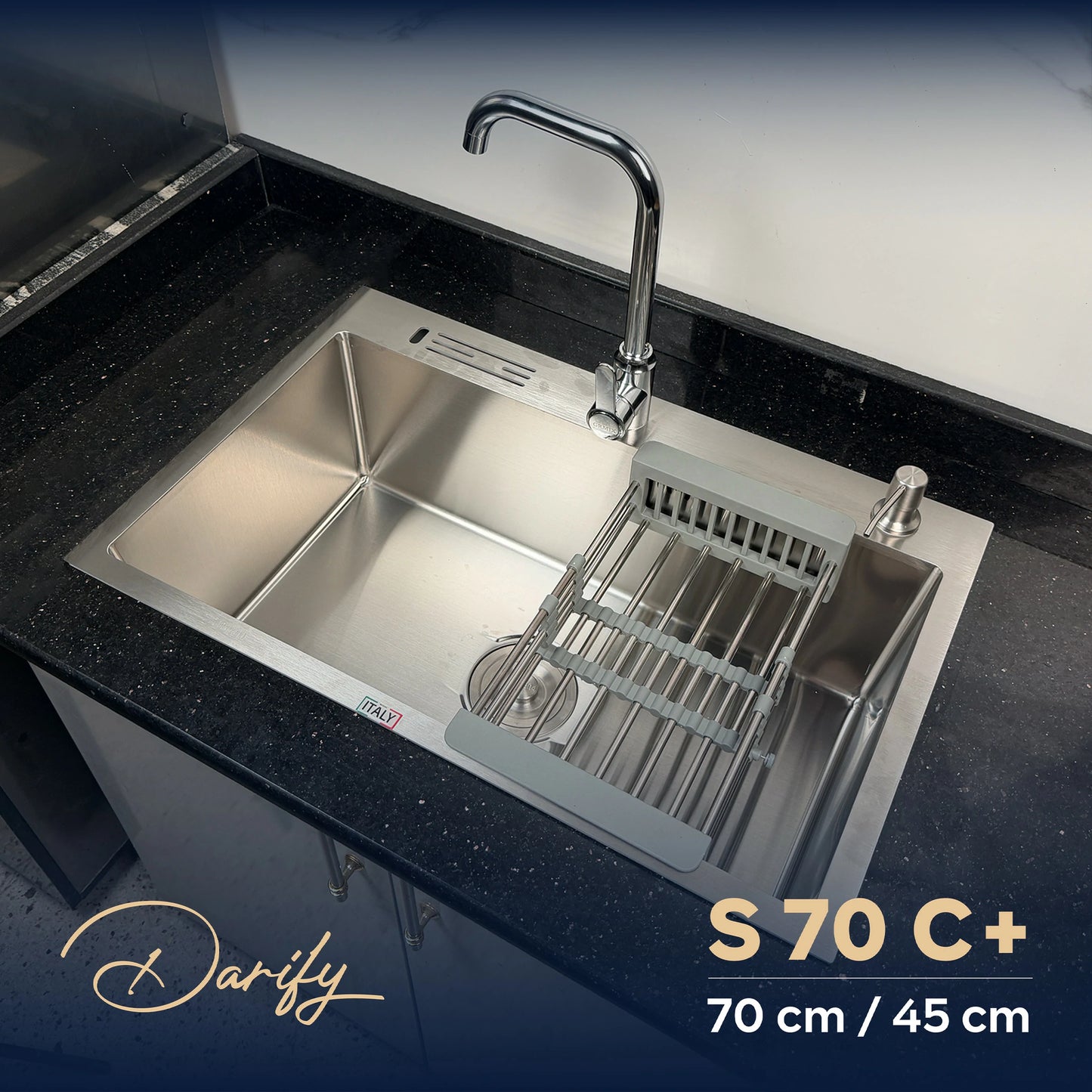évier cuisine SWISS_INOX  S70N+ (70x45) + Robinet 360