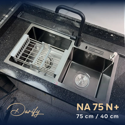 evier cuisine SWISS-INOX NA75C+ double bac 75/40 cm  / NANO + Roibinet 360