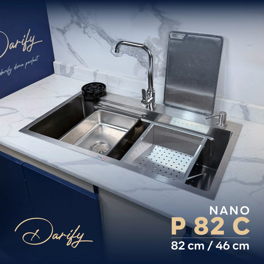 evier cuisine SWISS_INOX P82C 82/46cm INOX 304 + ROBINET