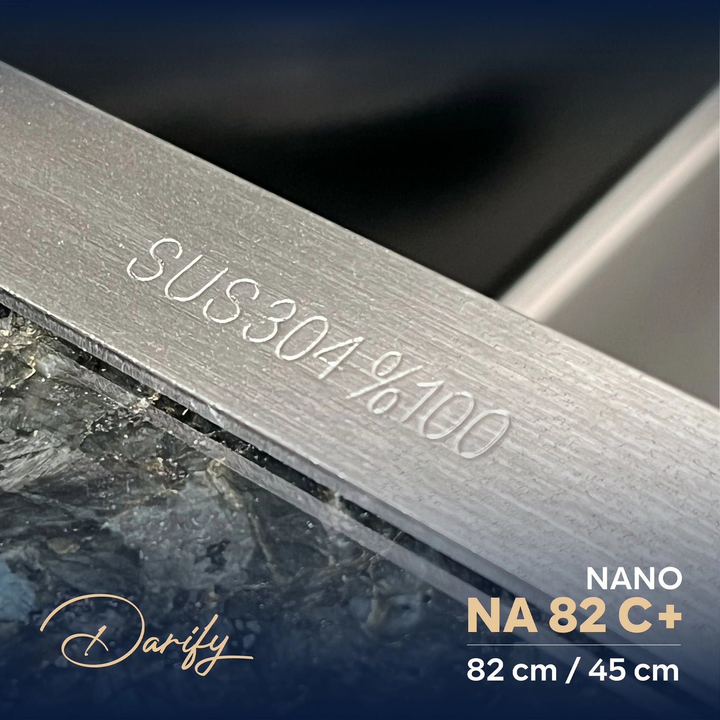 EVEIR CUISINE  NA82C+ DOUBELE BAC 82/45cm INOX 304/ NANO + ROBINET 360