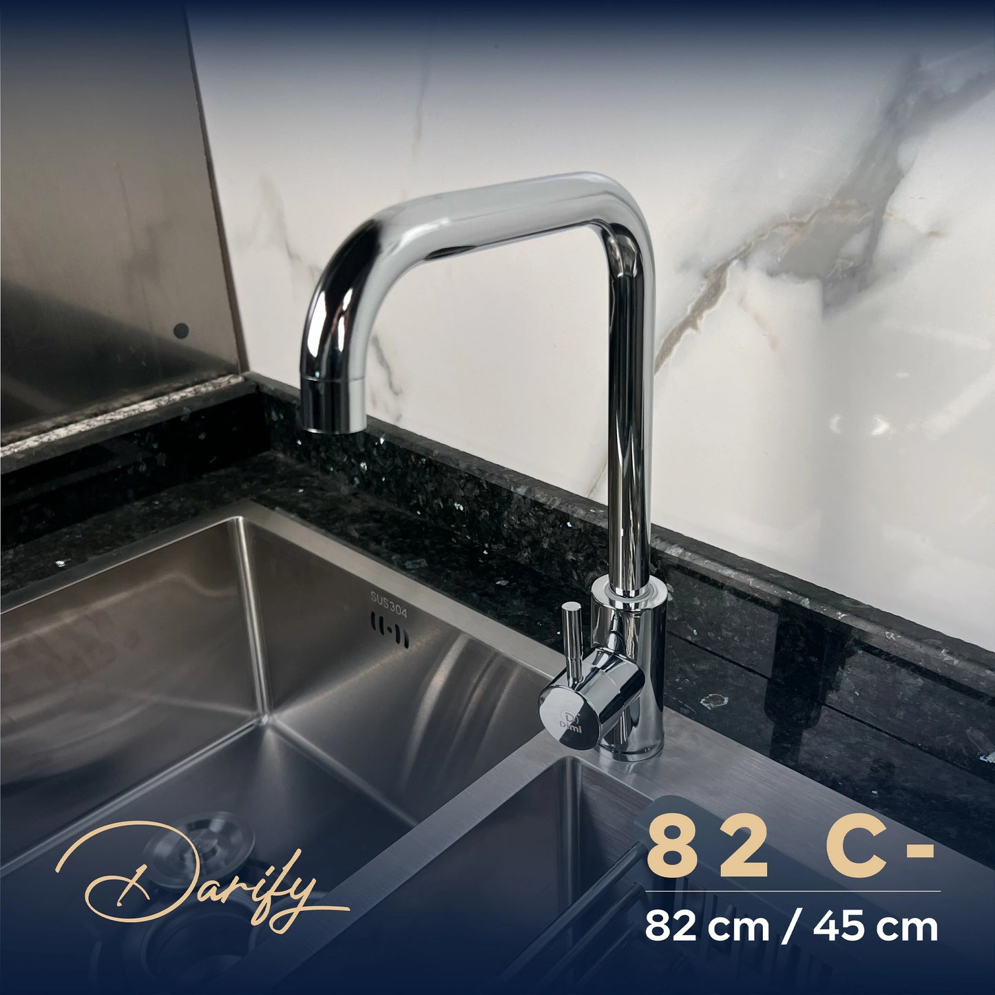 EVEIR CUISINE SWISSINOX 82C- / 82X45cm  INOX 304 + ROBINET 360