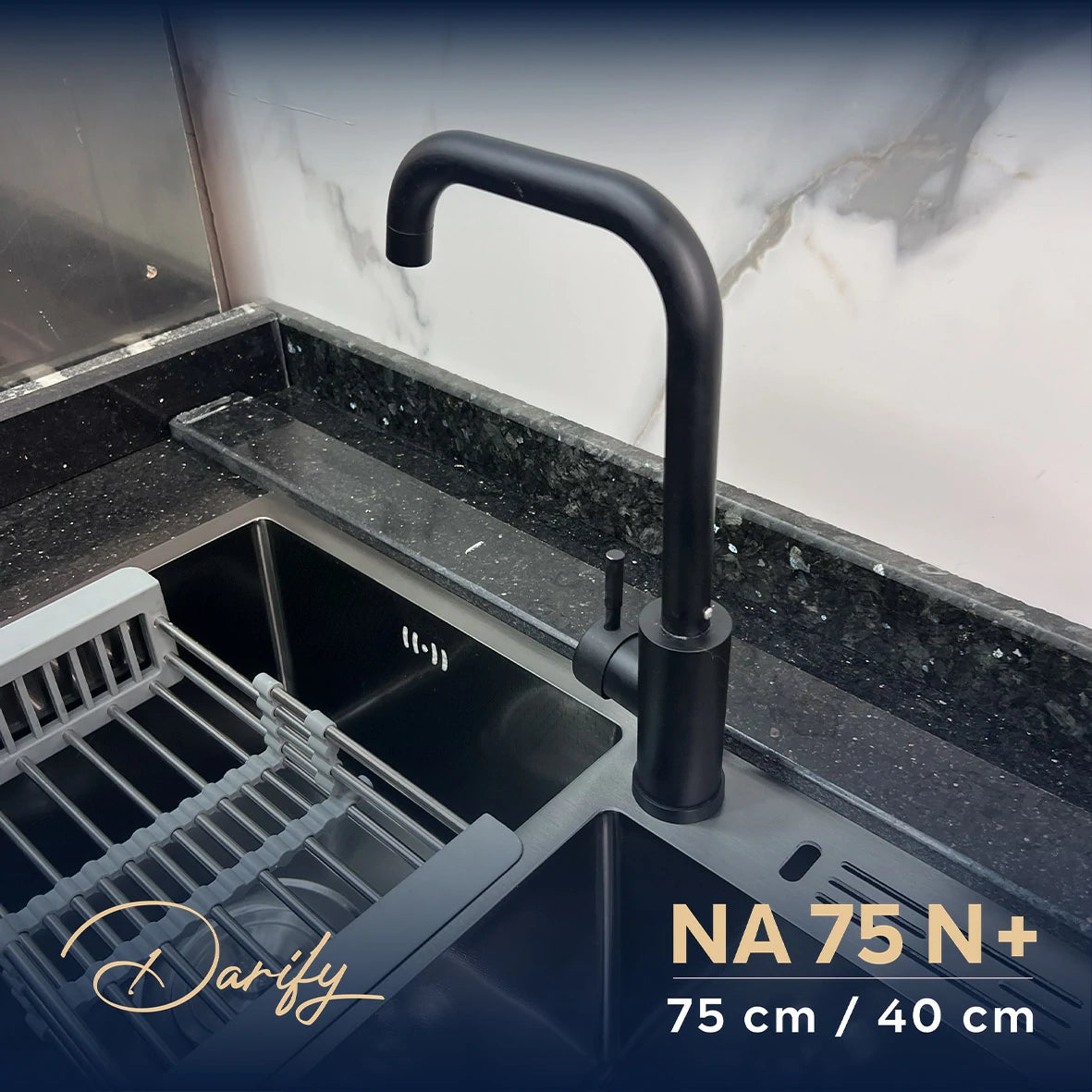 evier cuisine SWISS-INOX NA75N+ double bac 75/40 cm / NANO + Roibinet 360