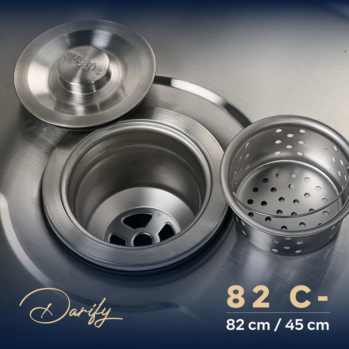 EVEIR CUISINE SWISSINOX 82C- / 82X45cm  INOX 304 + ROBINET 360