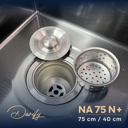 evier cuisine SWISS-INOX NA75N+ double bac 75/40 cm / NANO + Roibinet 360