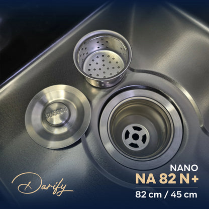 EVEIR CUISINE  NA82N+ DOUBELE BAC 82/45cm INOX 304/ NANO + ROBINET 360
