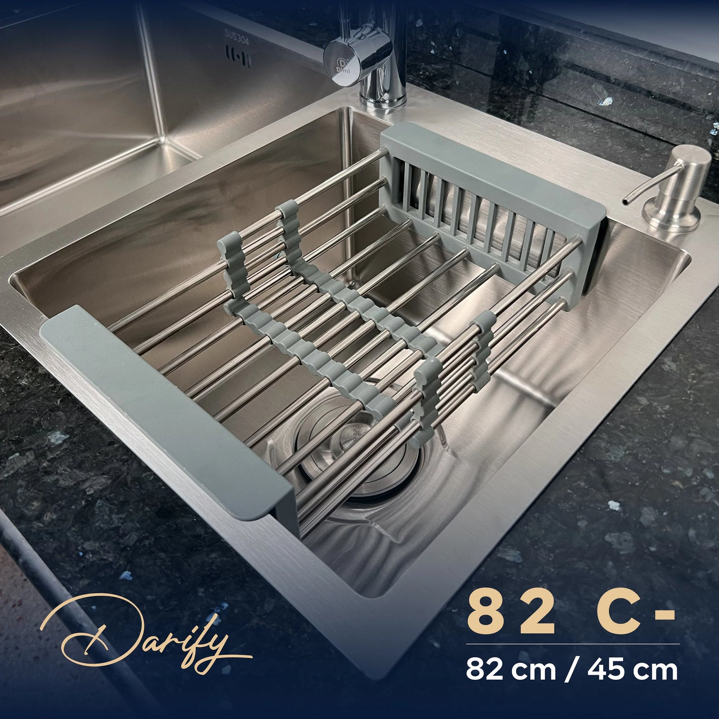 EVEIR CUISINE SWISSINOX 82C- / 82X45cm  INOX 304 + ROBINET 360
